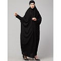 Long cuff ready to wear Jilbab in one piece- Black